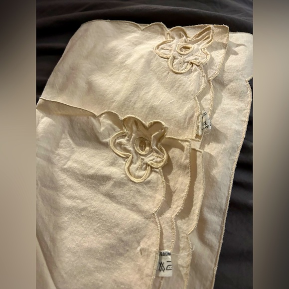 Vintage Other - VTG Set of 3 Cream Floral Edge Napkins. Labeled 100 percent Bayonelle